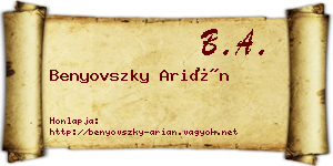 Benyovszky Arián névjegykártya